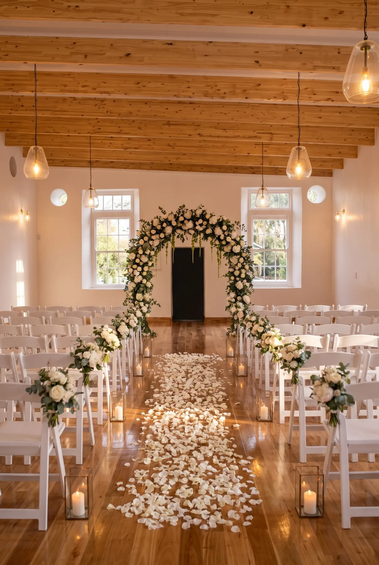 AI visualisation: the hall styled for weddings
