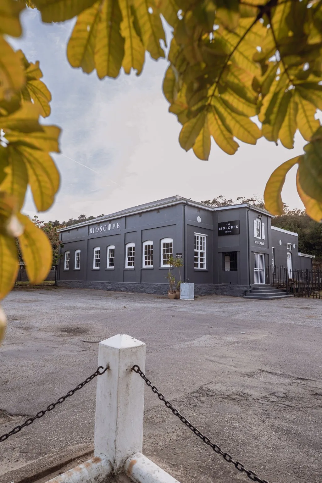 The bioscope seen from across the parking area